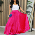 D3236 independent station export women's clothing new arrivalplus size mid-high waist pleated skirt large skirt european and american long skirt