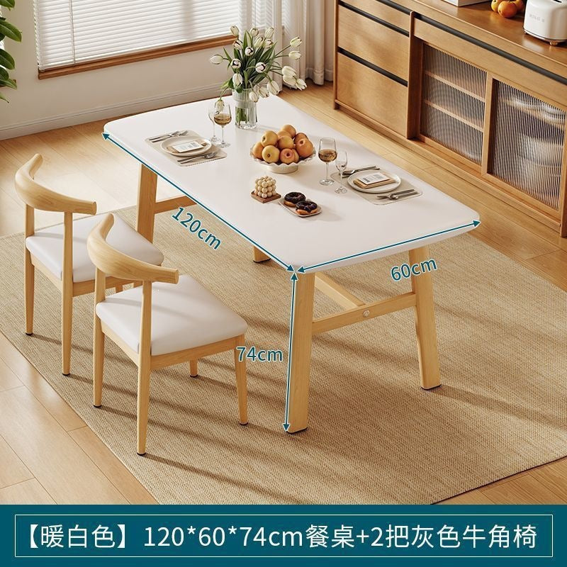 Dining table and chair combination small apartment for home rectangular table and chair commercial breakfast shop dining table and chair fast food restaurant iron horn chair