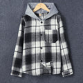European and american style boys' plaid shirt - fashionable boys' casual warm shirt - korean style plaid hooded jacket shirt