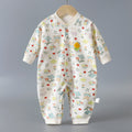 Infant and toddler pure cotton class a onesies, spring and autumn styles, long-sleeved rompers for baby boys and girls, seamless cartoon hooded pajamas, children's clothing