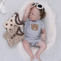 Baby short-sleeved butt-covering cotton girl boy baby triangle khaki suit jumpsuit rompers children's clothing new arrival