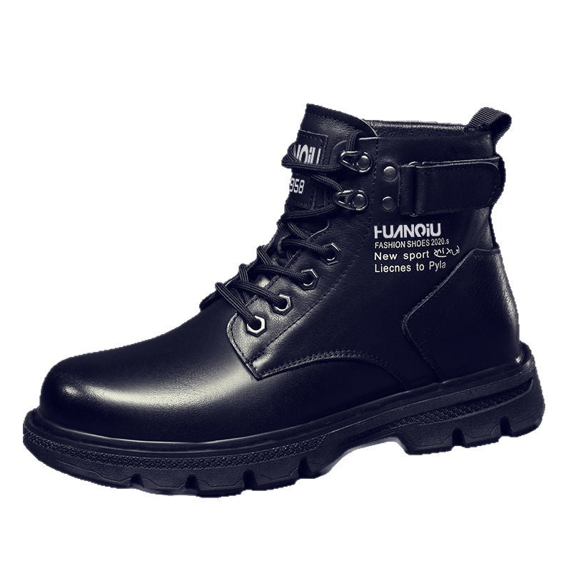 【genuine leather】men's winter martin boots - fleece-lined, soft leather, high-top, warm work boots - british style, versatile & trendy