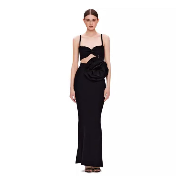 Wish   hot sale women's clothing flower bandage dress simple high-end niche evening dress temperament