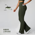 Fashion cross-border high waist shaping yoga pants hip lifting slimming lookflap pocket pants fitness pants women's wide leg slimming lookflared sweatpants