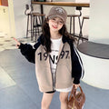 Girls' fall sweatshirt  new stylish children's autumn and winter hooded fleece-lined kids' top, girls' spring and autumn style (big girls)