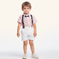 Summer korean style boys' shorts set - striped cotton short-sleeve shirt, perfect for first birthday celebrations and cross-border e-commerce