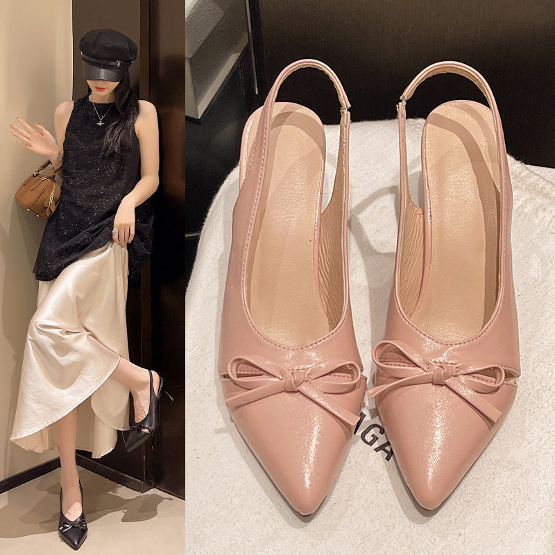 Women's high heels: new french-style bow-tie peep-toe pumps for summer 2026 - pointed-toe stiletto heels, fashionable and versatile sandals