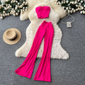 Sexy commuting style tube top tank top hot girl high waist flare pants women's summer casualtwo-piece setelegantsuit
