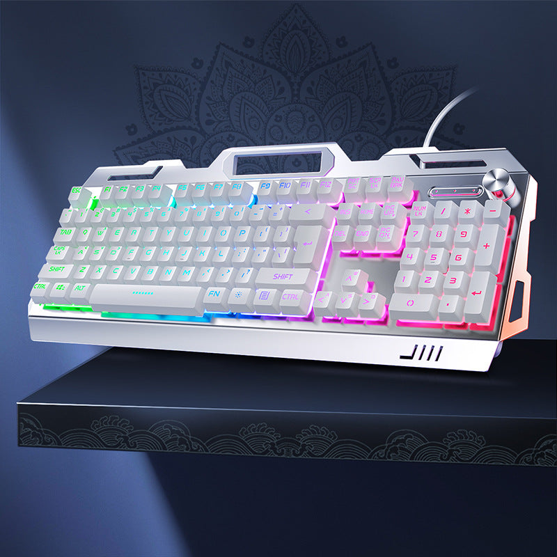 Silver sculpt v2g5 mechanical feel metal keyboard, mouse, and headset three-piece set - usb wired gaming pc accessories