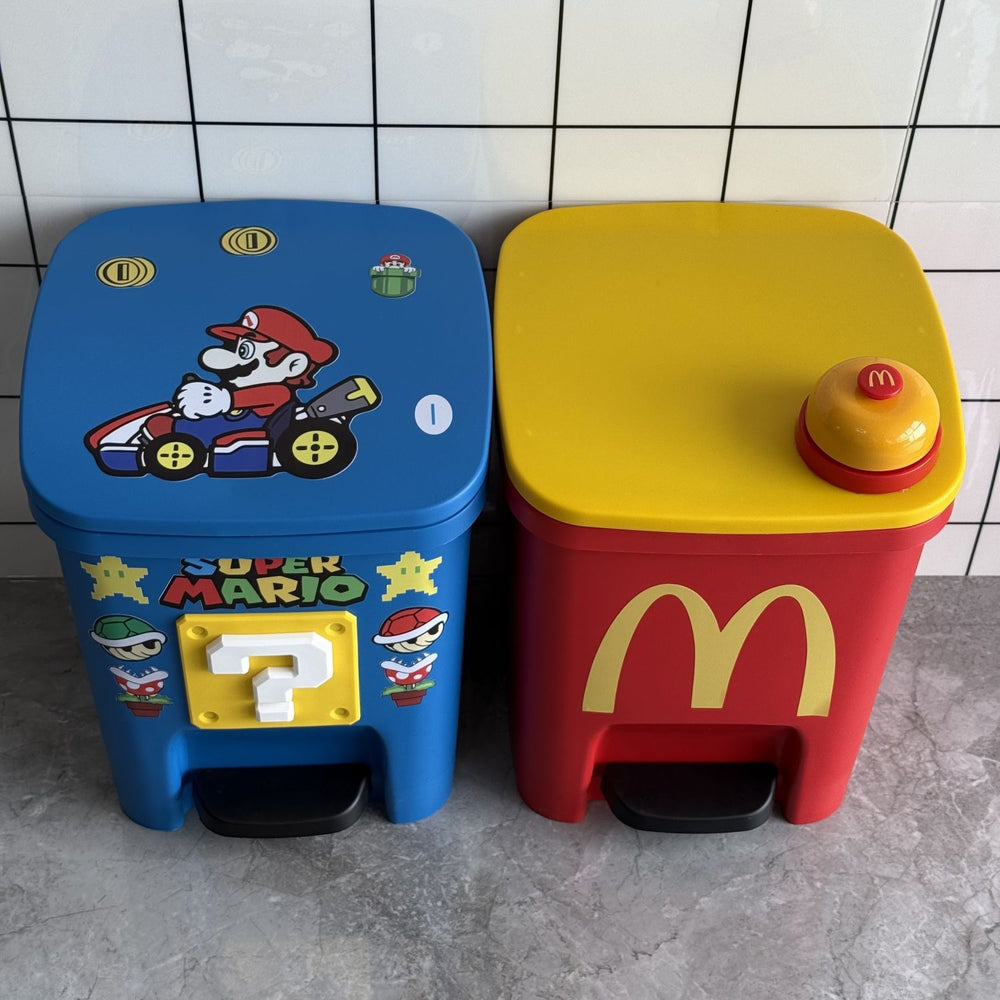 Maimai trash can with lid, cute and childlike, for home, living room, bedroom, silent, large capacity, bathroom, kitchen