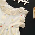 Girls' lace-neck tank dress - summer baby embroidered floral dress - girls' round neck princess dress - summer outfit - little fly