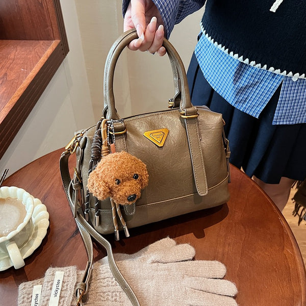 Winter Maillard retro portable bowling bag women's 2025 new fashion pillow bag versatile messenger bag