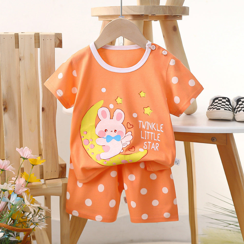 Kids' short-sleeve set: 100% cotton boys' t-shirt & baby summer outfit - girls' shorts, infant clothing, wholesale summer apparel