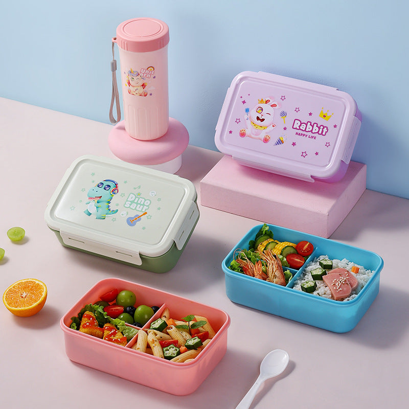 Cartoon 304 stainless steel lunch box - microwaveable, divided, leak-proof, portable student lunch container