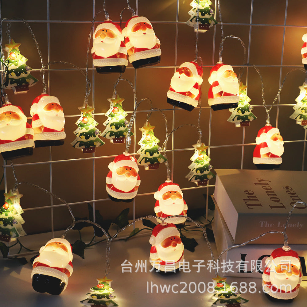 LED Santa Claus Head Christmas Tree Mixed Light String Creative Snowman Light String LED Christmas Decoration Flash Lights