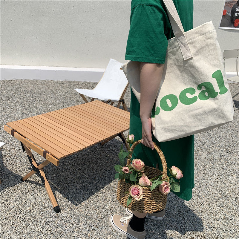 Bag female student new Korean version canvas shoulder bag letter printed small fresh shopping bag practical tote bag