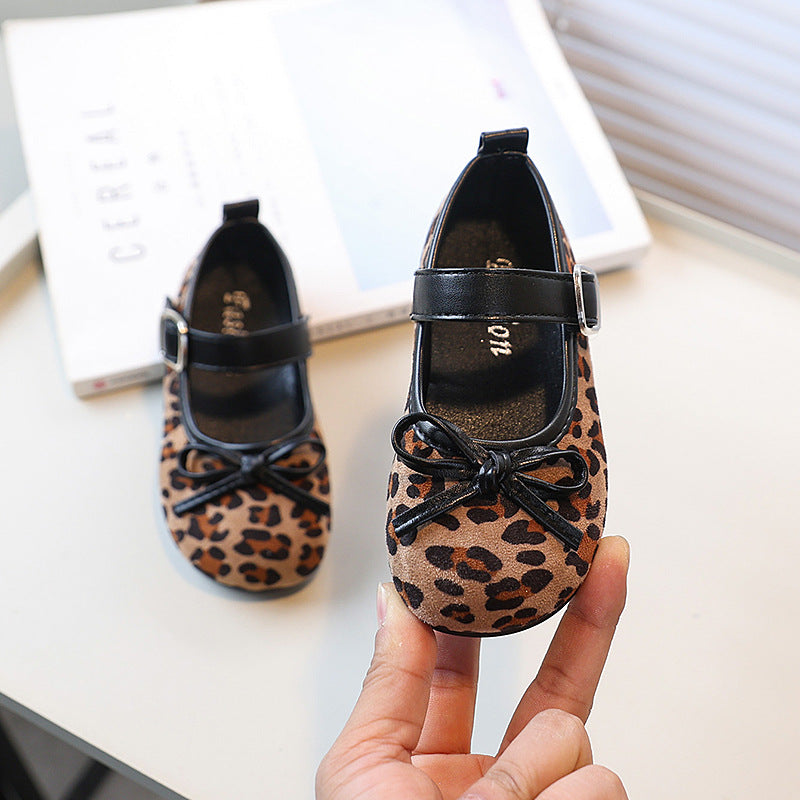 Vancahao cross-border bow flats small flats for women  spring new arrival leopard print easiest for match flats mary jane shoes