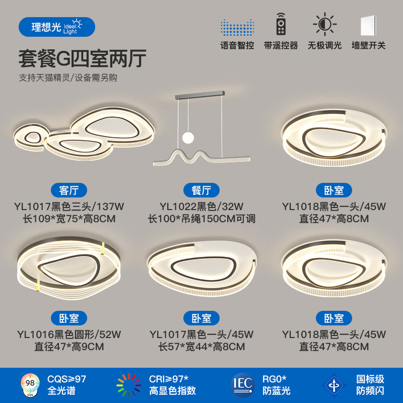 Living room ceiling light modern simple atmosphere creative pebble shape full spectrum lighting whole house package combination