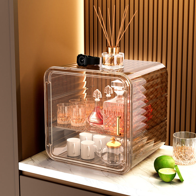 Shelf Transparent cup holder Multi-layer large-capacity cup dust-proof storage box Thickened multi-functional wine glass display box holder