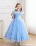 new arrivalkids dress flower girl wedding dress long skirt lace mesh tutu birthday party princess dress wholesale