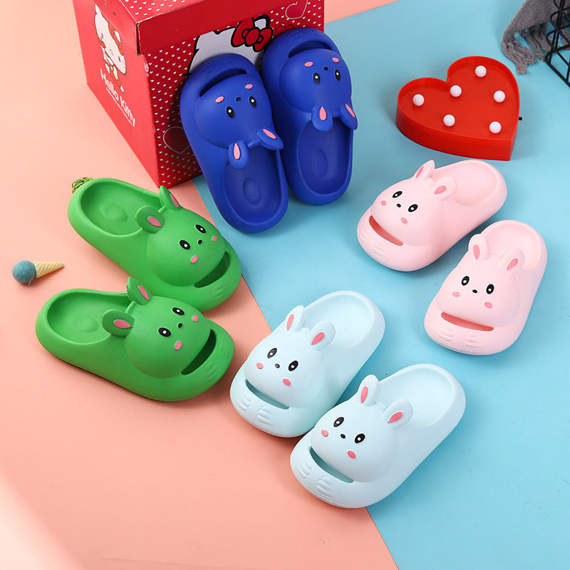 Rabbit slippers non-slipkidsgirl stomping on shit soft bottom children cartoon boys and girls indoor home bath sandals