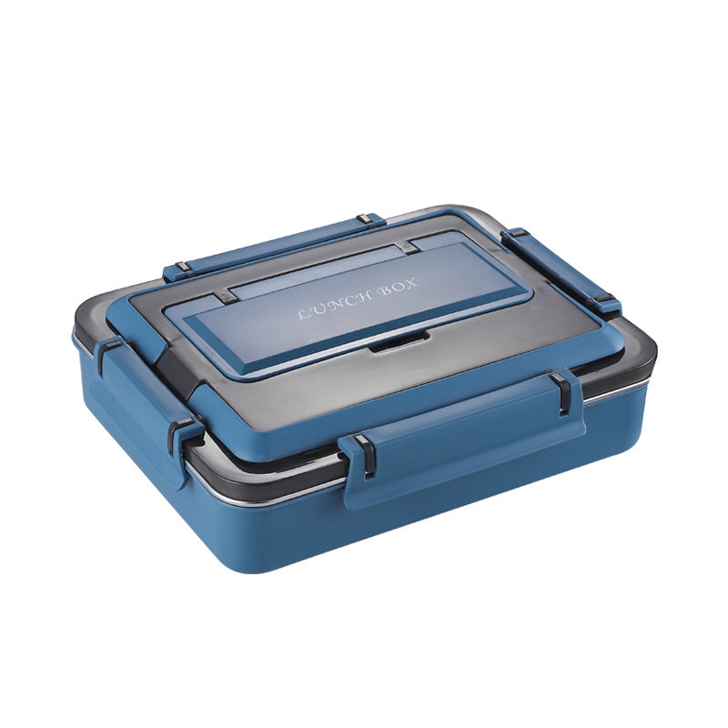 304 stainless steel divided lunch box - portable student bento box with lid, compartments, handle, insulated tray, and utensils