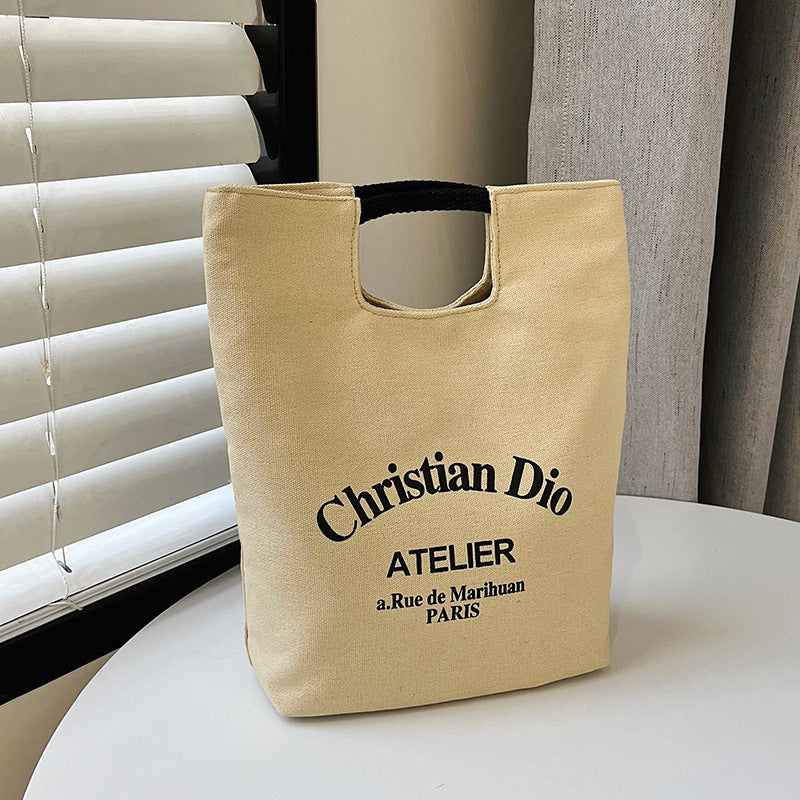 Hand carry out literary canvas to work makeup mommy bag student lunch box bag portable bucket bento casual cloth bag