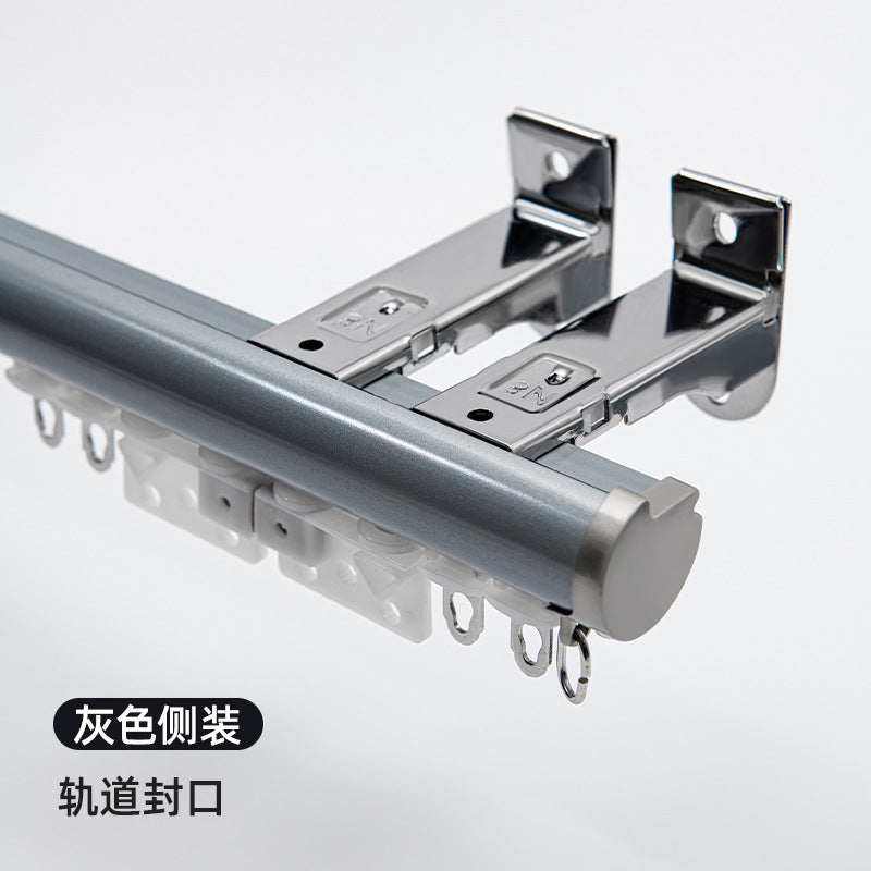 Aluminum alloy curtain rod roman rod track side-mounted single pole double pole thickened top-mounted scandinaviancasual black small bay window
