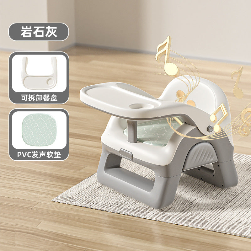 Baby multifunctional high chair - squeaky toy, home use plastic backrest seat, kids dining table stool - sturdy and stable
