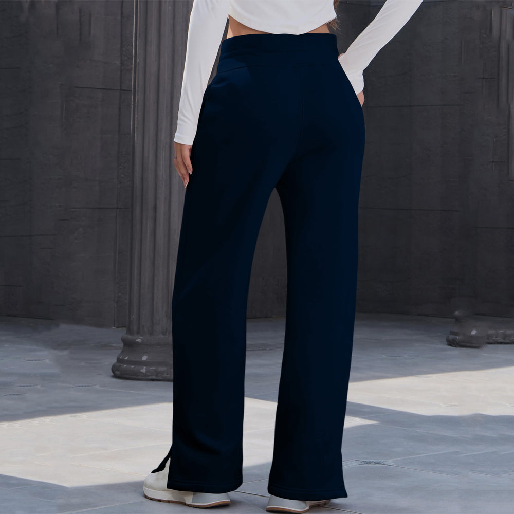 cross-border new women's lightweight wide-leg pants - high-waisted, casual, solid color, flowy trousers