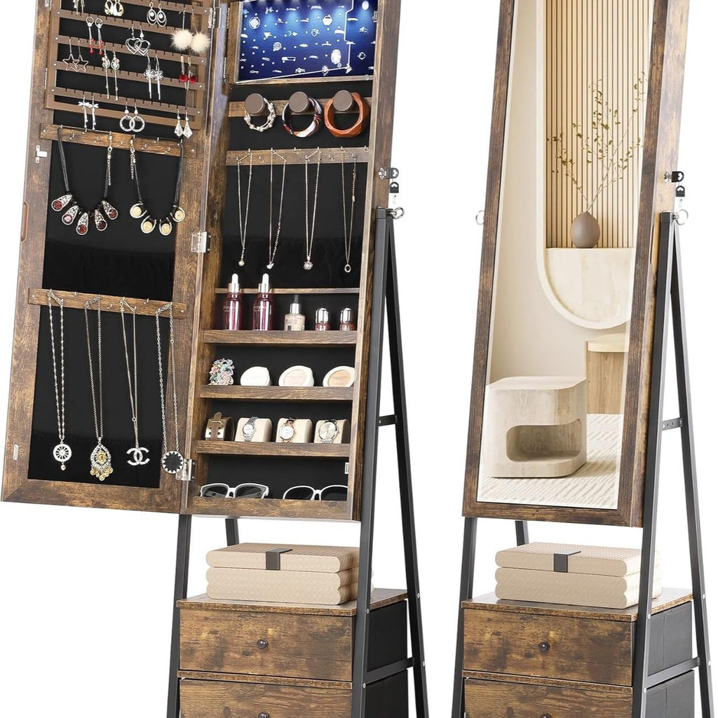 European-style jewelry storage cabinet apartment B & B full body floor mirror household makeup full-length mirror smart light box