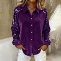 new arrival: gold velvet patchwork sequin long-sleeve shirt