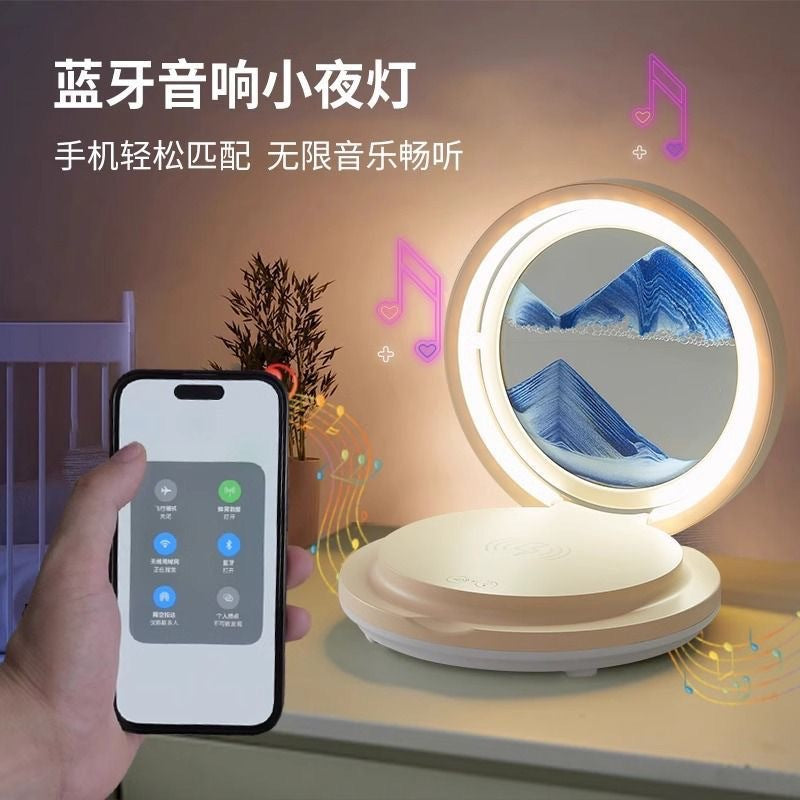Creative quicksand painting phone charging bluetooth speaker table lamp decoration - perfect for housewarming gifts, bedroom bedside night light