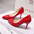 European style nude stiletto heels pointed toe black work pumps women's patent leather blue plus size shoes red wedding shoes