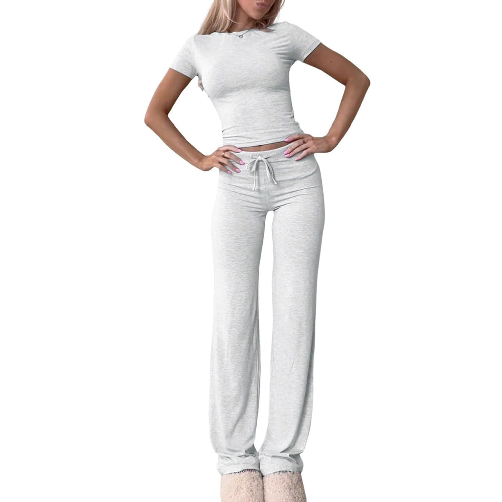 2025 amazon fashion cross-border new casual suit short sleeve tops pants home clothes sportswear yoga clothes
