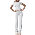 2025 amazon fashion cross-border new casual suit short sleeve tops pants home clothes sportswear yoga clothes