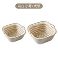 Double-layer vegetable basin drain basket six-piece set kitchen fruit washing tray living room for home square vegetable washing basin vegetable basket