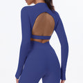 New women's open-back long sleeve sports bra - beautiful back yoga top, pilates, outdoor workout, high-elasticity fitness tank top
