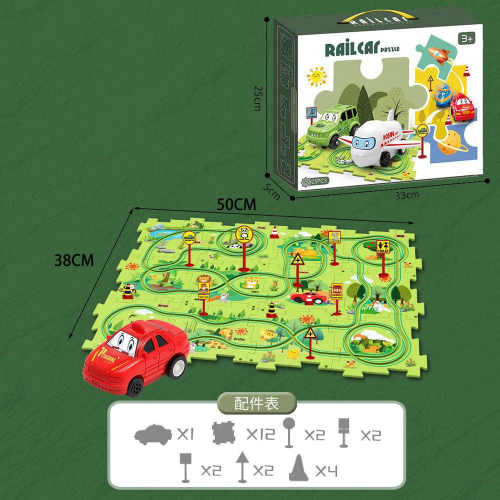 puzzle track car diy free assemble multi-scene map track electric car kids educational toy