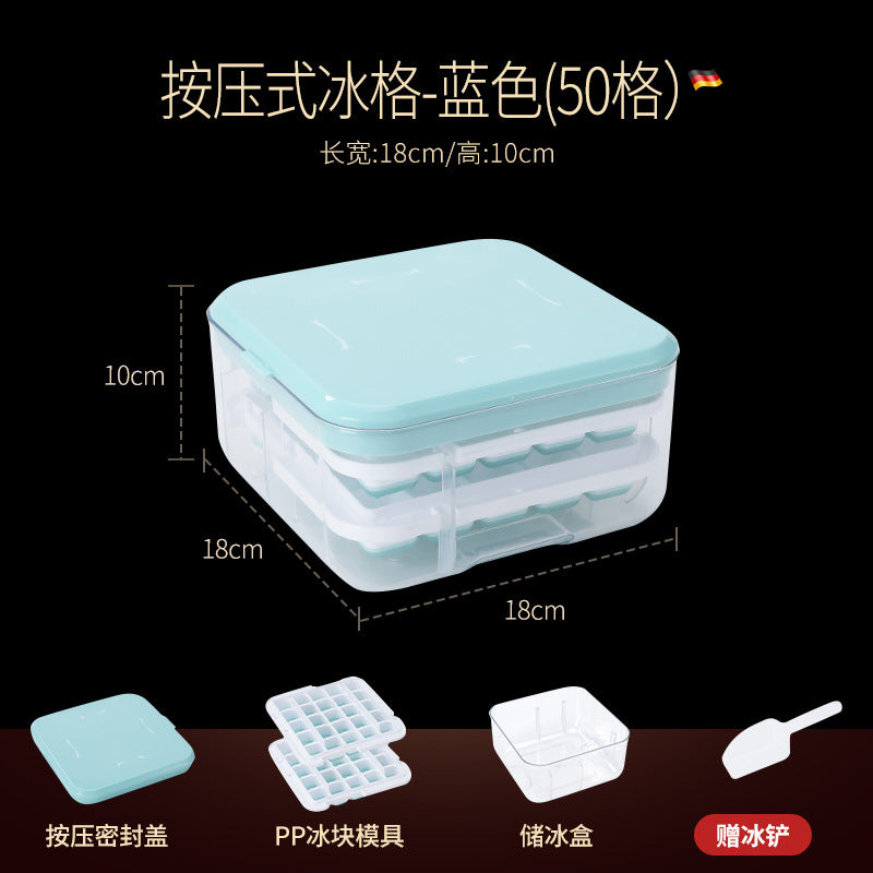 One bite summer ice cube box commercial silicone ice grid with lid ice box food grade ice cube mold press ice grid