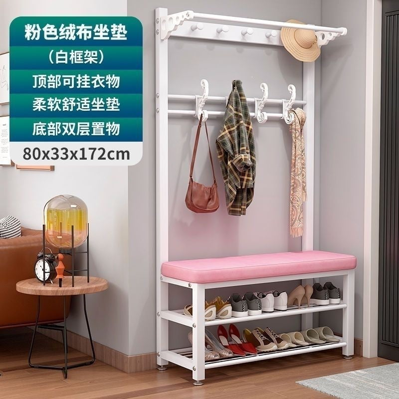 Simple shoe changing stool entrance door for home coat rack floor-standing entrance storage rack all-in-one foyer multifunctional coat rack