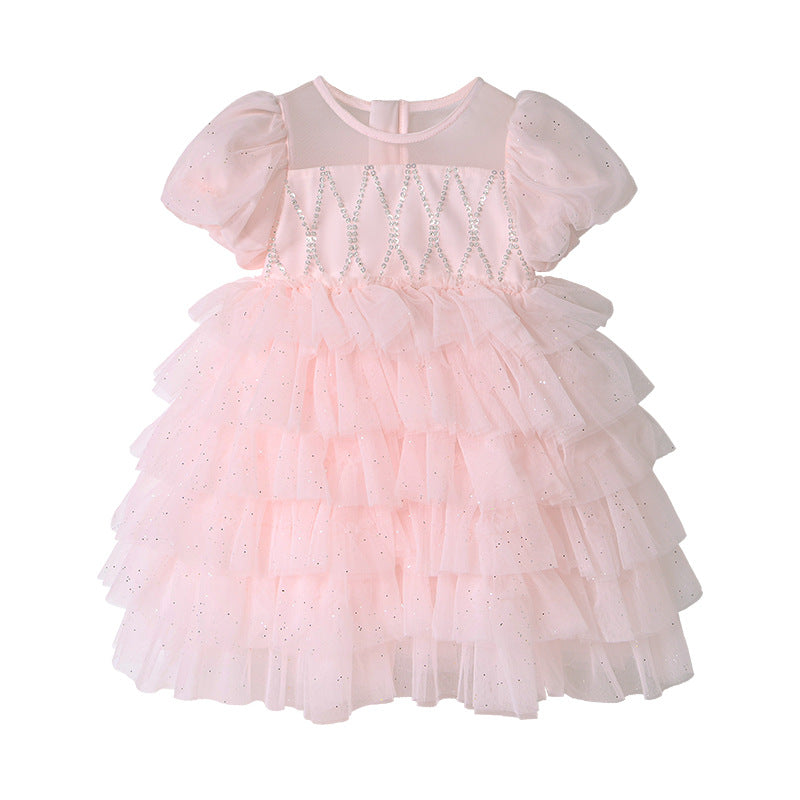 Girls' princess dress summer  new style girl's tulle dress chic baby birthday dress super fairy
