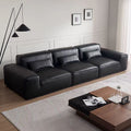 Italian normcore summer picture full leather sofa big black cow straight row house tofu block large flat floor living room sofa