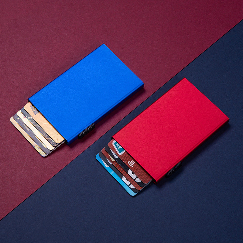 Manufacturer's automatic elastic card type card bag, card cover, metal anti-theft brush, anti-magnetic ID bag, RFID aluminum alloy card box customization