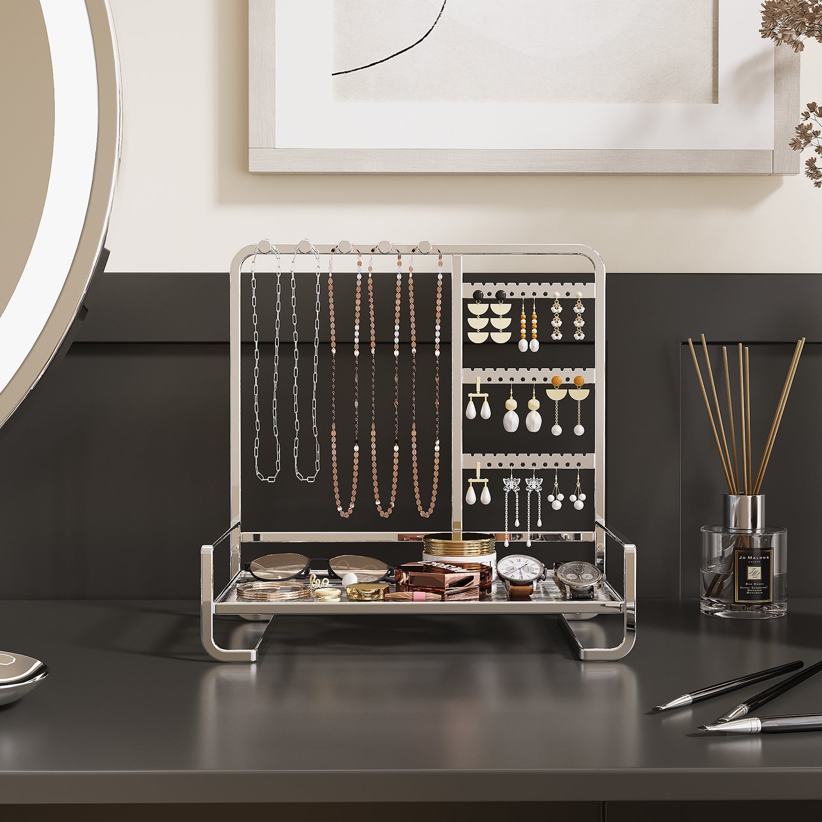 Cross-border jewelry display stand, jewelry storage rack, necklace, bracelet rack, wrought iron ring tray, earrings, earrings, hanger.