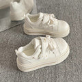 Women's shoes 2026 new spring thick solewhite shoes women's velcro student easiest for match bread shoes heightened casual sneakers