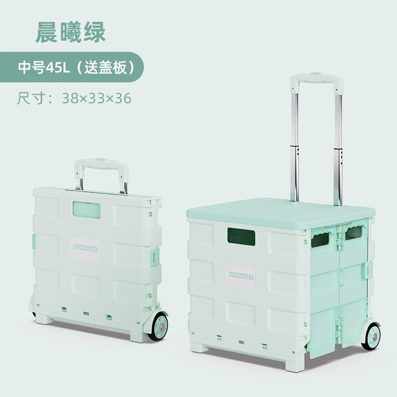 Folding trolley - lightweight rolling cart for shopping, snacks, storage, mobile camping, portable grocery shopping, and express delivery pickup