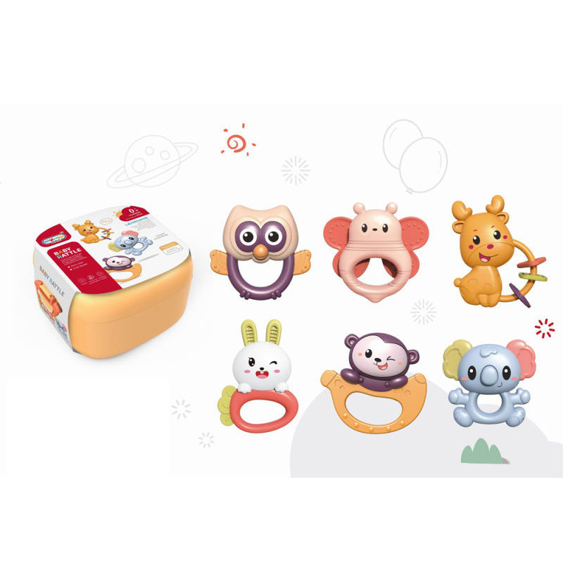 Cross-border  export baby rattle toys, newborn baby early education educational, grasping and biting teething glue toys