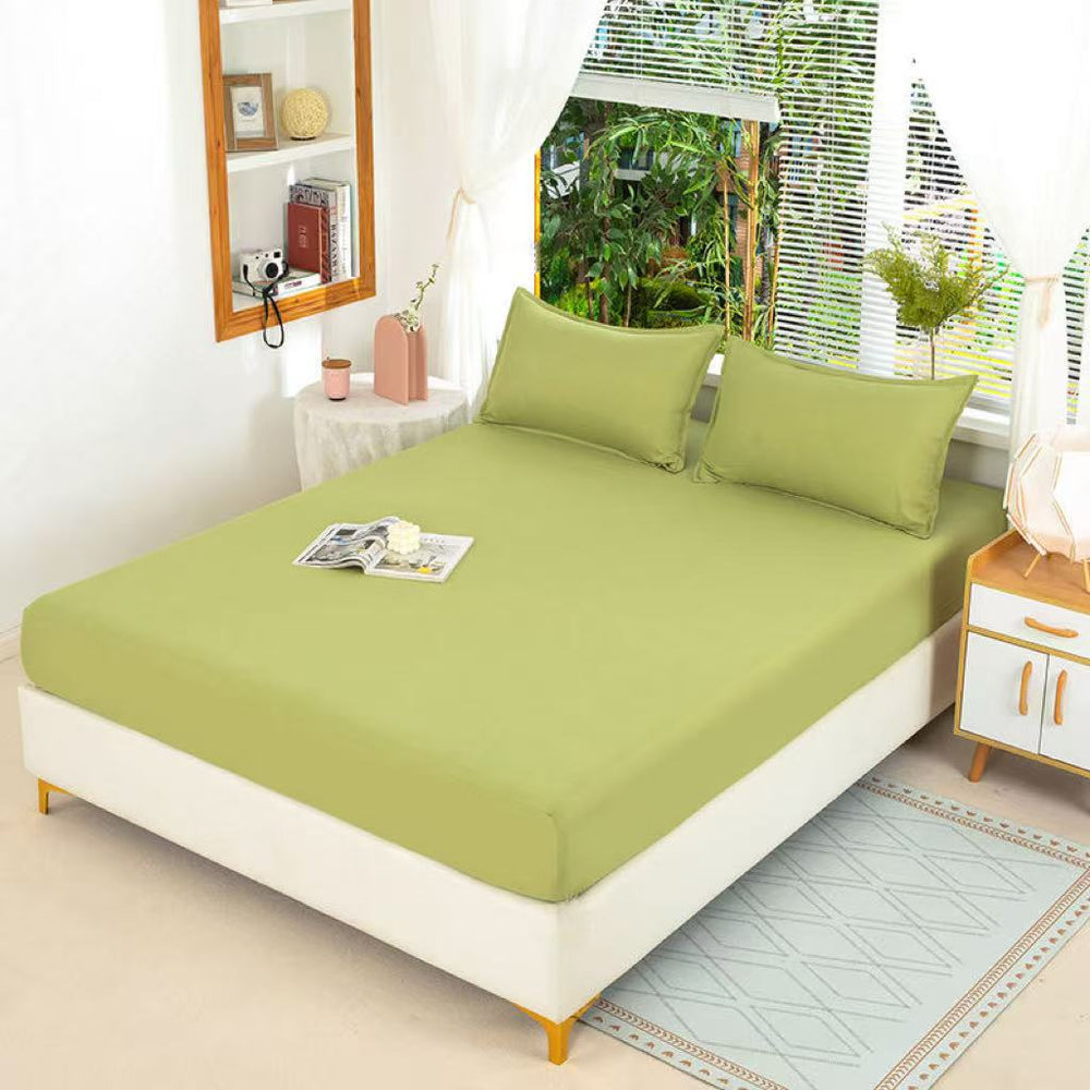 2025 new solid color full coverage fitted sheet with pillowcase wholesale for cross-border e-commerce