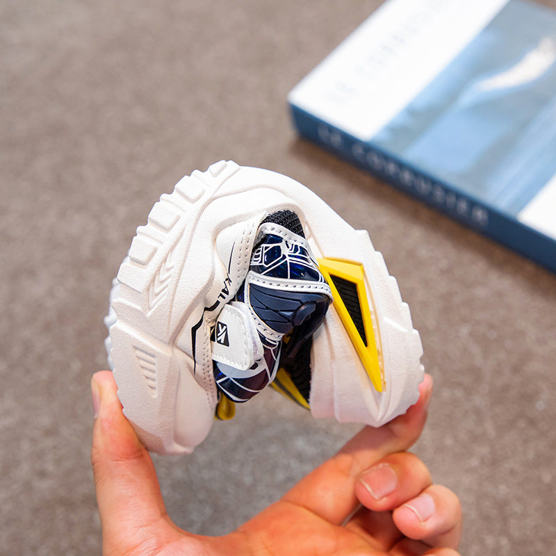 儿童运动鞋春秋休闲网面帅气小男孩软底跑步鞋百搭女童新款魔术贴